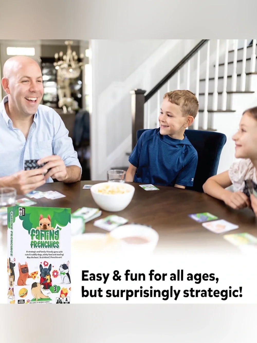 Farting Frenchies Family Board game . Strategy , Stealing and Laughs